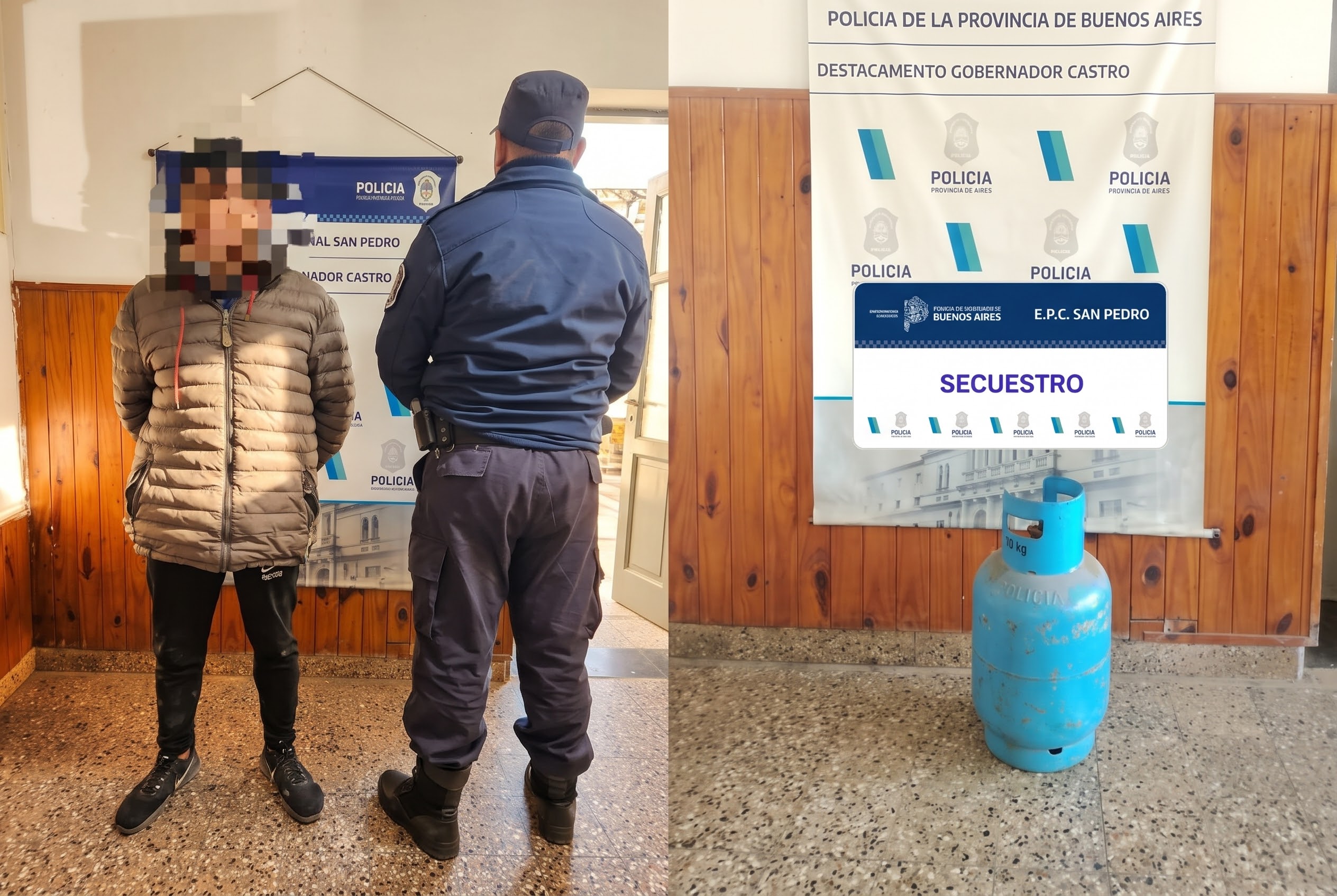 Allanamiento en Gobernador Castro: secuestraron una garrafa en una causa por hurto